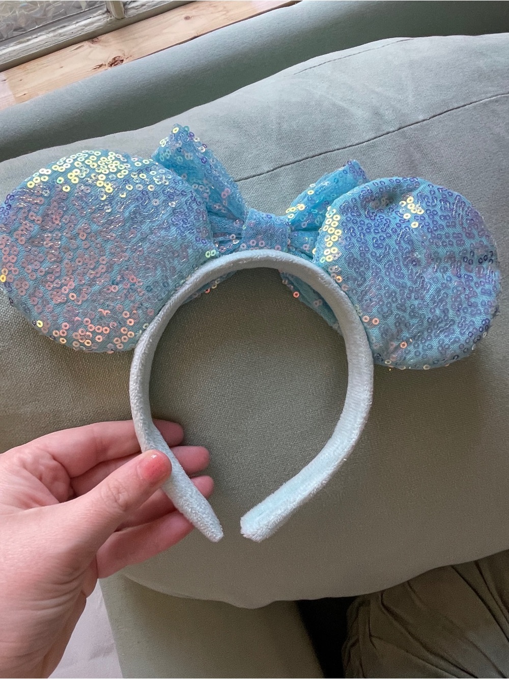 Sparkling Light Blue Sequin Mouse Ear Headband